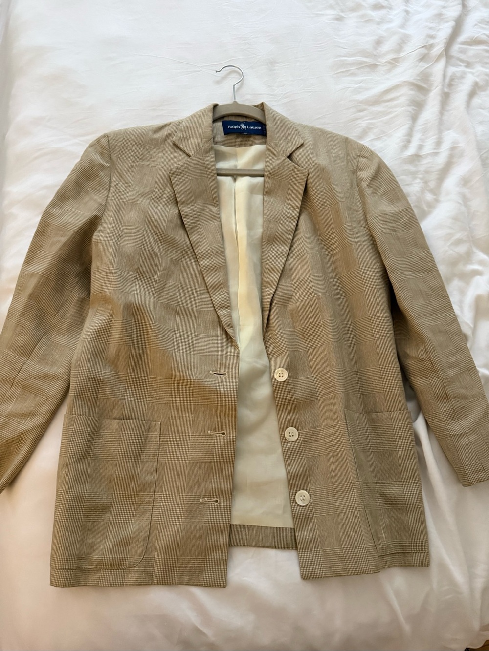 Ralph Lauren Beige Plaid Blazer